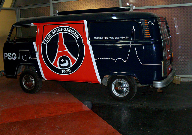 The 2002-2013 club logo on a van
